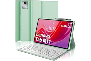 SENGBIRCH Funda con Teclado para Lenovo Tab M11 (2024) 11" (TB330FU / TB330XU) - Teclado Español Ñ Bluetooth Inalámbrico Extraíble para Tablet Lenovo Tab M11 (2024) 11", Verde Claro