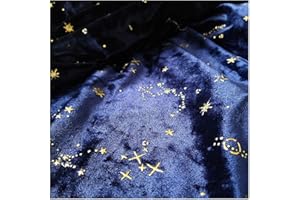 NAKAN 155x100cm Stretch Tissu Velours Motif étoile Lune Douce pour L'artisanat De Bricolage, Costume de Vêtements, Décoration, Toile de Fond Photo(Color:Bleu,Size:2m)