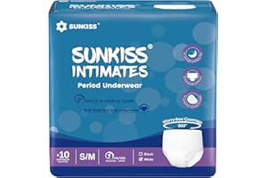 SUNKISS INTIMATES Jednorazowe spodnie dla kobiet z intensywnym przepływem, bezzapachowa bielizna poporodowa, białe, S/M, 10 sztuk