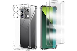 ANLXHJ für Redmi Note 13 Pro 4G / Xiaomi Poco M6 Pro 4G Hülle ,mit 2 Stück Displayschutz Schutzfolie,Handyhülle Transparente Soft Silikon TPU Schutzhülle Bumper Case für Redmi Note 13 Pro 4G, Durchsichtig