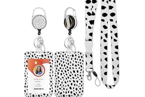 BOUTILON ID Badge Holder mit Lanyard, einziehbare ID Badge Card Holders Abnehmbare Hals Lanyard Strap mit Badge Reel und vertikale ID-Halter für Krankenschwester Studenten (Polka Dot)