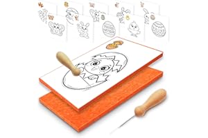 Fettwal Prickelnadel Set Kinder, Prickelset Kinder ab 3, Stickbilder für Kinder, Sticken Kinder Set mit 2 Prickelnadel 2 Prickelfilz 10 Stickbilder, Verwendung unter Aufsicht der Eltern (ostern)