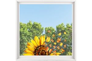 MultiValue Naklejka na okno, dwustronna, wodoszczelna naklejka na okno z motylem, kwiatem, bez śladu, folia okienna, dekoracyjna do pokoju, sklepów z kawą (A)