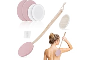 LOPHE Środek do nakładania kremu na plecy, 7-częściowy zestaw z długą rączką i 4 wymiennymi wkładkami, aplikator, szczotki do kąpieli i mycia