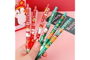 QUOHE 15 Pezzi Penna a Sfera Natale, Stick Penne a Sfera Natalizia Penna a Sfera a Scatto Piccola Regalo Calendario dell'Avvento, Scuola Set Regali Natalizi per Studenti Bambini Colleghi (0,5 mm Nera)