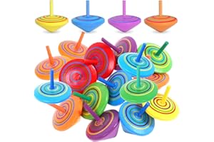 Ricofot Trottola Bambini, 30 Pezzi Trottola, Striscia Trottola Legno, 4x4.5 cm Trottola Legno, Mini Trottole, Trottole Compleanno Bambini Adatto per Feste di Compleanno Premi per Bambini Bomboniere