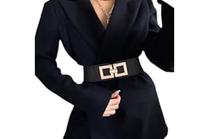 JASGOOD Ceinture Large Femme Élastique pour Robes Ceinture Femme Grande Taille Extensible Vintage avec Boucle Dorée