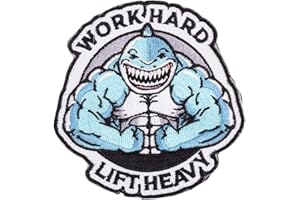 ELITEX TRAINING ELITRAINX Parche Bordado con Velcro - Tiburón Work Hard Lift Heavy - Parche para Mochilas y Chalecos de Cross Training y Gimnasio