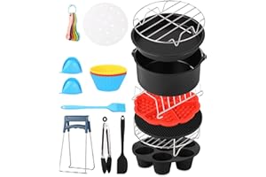 SOBEAU Accessori Friggitrice ad aria (7in)16 Accessori, Tra cui 200 Pezzi di Carta da Forno, per Preparare Cibi Deliziosi