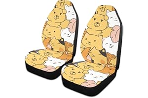 AJINGA Housses de siège avant de voiture avec motif de chat, tortue, hérisson, oiseau, chien, pour voitures, SUV, camion, berline avec poche de rangement