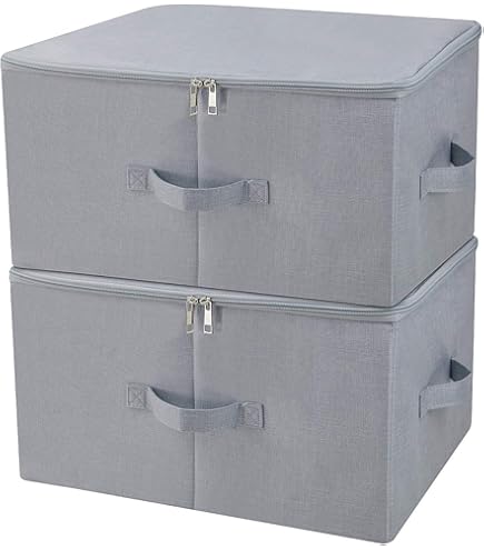 Yawinhe 2 Pezzi Contenitore Sottoletto, Sacchi Portaoggetti Pieghevole Sotto il Letto con coperchio e Maniglie, Utilizzato per Riporre Vestiti, Trapunte, Coperte, 80x40x15cm, Grigio