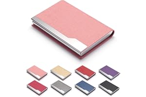 FACATH Funda para tarjetas de visita, de piel sintética de lujo, para tarjetas de nombre y tarjetas, para tarjetas de crédito, tarjetas de identificación, con cierre magnético - color rosa
