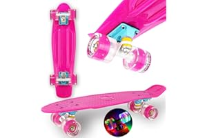 WeLLIFE RGX - Monopatín Mini Cruiser completo Skate Board para niños jóvenes adultos principiantes 22" Ruedas de PU Tabla reforzada Rodamiento ABEC-7RS…