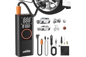 Oasser Elektrische Luftpumpe duale Anzeige 6000mAh 150 PSI Wiederaufladbar Akku kompressor mit 3M 12V Zigarettenanzünder für Auto Motorrad Fahrrad Ball Reise Camping