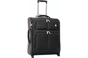 Aerolite Erweiterbar 55x40x20cm auf 55x40x23cm Lufthansa Eurowings Bordgepäck Handgepäck Koffer 55x40x20 55x40x20 mit 2 Rollen - Auch für Condor, SunExpress, TUI und Vieles Mehr (Schwarz)
