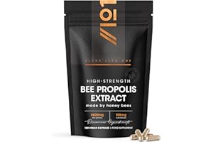 Bee Propolis Extract 4800mg – Standardised 108mg Flavonoids – 180 Vegan Capsules – High Strength Propolis Supplement - Resealable and Recyclable Pouch by Alpha01