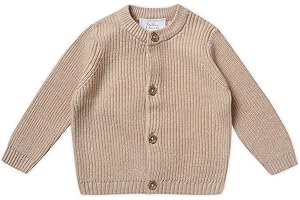 Stellou & friends Cardigan-Strickjacke für Mädchen und Jungen mit Knöpfen in Holz-Optik | Hochwertige Baby-Kleidung aus 100% Baumwolle - IV V