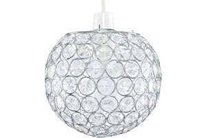 MINISUN Modern Chrome Globe Ceiling Light Shade with Acrylic Crystal Effect Jewels