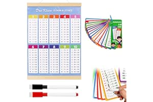 RBLEOTE 1x1 Lernen Poster und 1x1 Lernkarten mit 2 Löschbaren Stiften, Einmaleins Trainer für Kinder, Lernposter das Kleine Einmaleins Tabelle, Spielerischen Rechnen Mathematik, 1 mal 1 lernen Rechenhilfe