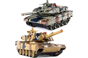 Supdex RC Tank, Remote Control 1/24 Model Tank USA M1A2 and German Leopard II with 2.4 GHz with Light and Smoke, Sound Effects and Vibration Feedback, for Children from 6 Years, Gift for Boys