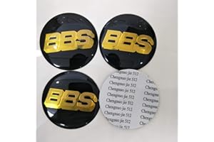 HEYCE 4 x 70 mm Logo Radmitte Abdeckungsabzeichen Aufkleber, geeignet für BBS Black Gold, schwarz, 3D Radmitte Nabenkappen, Auto Logo Aufkleber