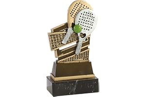PALLART Art-Trophies TP444 Trofeo Raqueta de Pádel, Dorado, 19 cm
