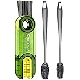 SARTHU 3-in-1 Multifunctional Bottle Cleaning Brush Set - 1 Pack Bottle Cap & Cup Cleaner Brush, 2 Pack Long Handle Silicone Bottle Cleaning Brushes, Perfect for Baby Bottles, Water Bottles, Glasses
