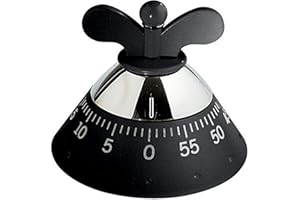 Alessi Kitchen Timer A09 B - Timer da Cucina di Design con Movimento Meccanico in Resina Termoplastica, Nero