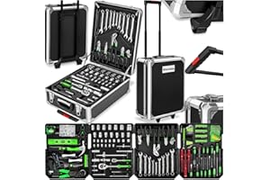 tectake® Maletín Herramientas Profesional con 1200 Piezas, Carro Herramientas con Asa Telescópica, Caja Herramientas Completa con 4 Niveles, Carro de Herramientas Taller Mecánico, Bricolaje - negro