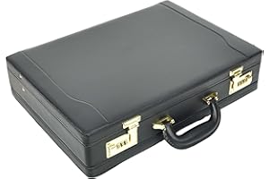 A1 FASHION GOODS Classic Attache Case Faux Leather Dual Lock Briefcase Business Bag Diplomat Black