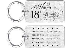 EE&YU 18th Birthday Keyring Gifts, Personalized 18 Years Old Gifts for Boys Girls, Happy 18th Birthday Keepsake for Daughter