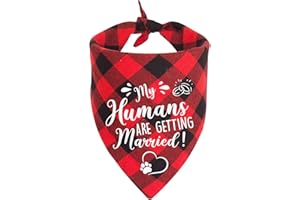 MaySunset My Humans are Getting Married, Red Plaid Dog Bandanas, Dog Engagement Announcement, Wedding Photo Props, Pet Scarf Accessories