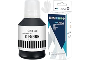 LCL Imprimante Bouteille d'encre Compatible GI56 GI-56 BK GI-56BK (1-Pack Noir 170ML) Remplacement pour Canon MAXIFY GX7050 GX6050 GX5050 GX4050 GX3050