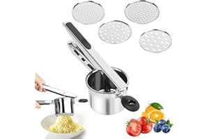 TOSAVGA Kartoffelpresse, Spätzlepresse Edelstahl, Spaghettieispresse mit 4 Austauschbare Sieb, Spagettieis Quetsche, Spaghetti Eispresse für Kartoffelpüree, Gemüsebrei, Obstsäfte