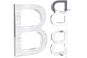 Yafimea Número de casa exterior plateado 12,5 cm – En aluminio macizo con acabado cepillado, adhesivo o con tornillos, resistente al clima – Para puerta, pared, valla, garaje (B)