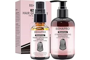 BEHAPRO Rosemary Oil Hair Growth Serum w/Hair Growth Shampoo,Biotin Argan Castor Oil Hair Growth Products for Thinning Hair & Hair Loss,Womens Gifts for Christmas Stocking Stuffers for Women Her Wife Mom