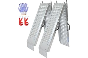 LIEKUMM 2PCS Motorbike Ramp, 168 x 22 cm Van Loading Ramps, 400 kg Capacity per Pair Heavy Duty Folding Ramp, Loading Ramps for Motorbike, ATV, UTV, Lawn Mowers with Gloves and Towing Straps