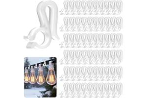 Tucnoeu 150 sztuk uchwytów na rynnę dachową, klipsy na Boże Narodzenie, białe haczyki polipropylenowe, haczyki do rynny dachowej, łańcuch świetlny, mocowanie łańcucha świetlnego, idealne do dekoracji