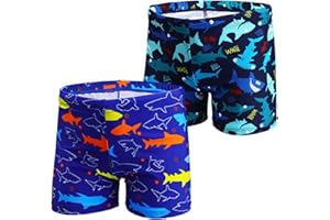 NautySaurs 2er-Pack Jungen Badehose 1–10 Jahre Kinder Bademode Dinosaurier Hai Shorts