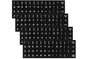 Mozeat Lens Tastaturaufkleber, 4 Stück, Universal für Laptop und Desktop, PVC mattschwarz mit weißen Buchstaben