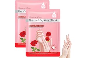 MIKLOVEN 2 Pairs Rose Hand Mask Gloves, Deep Moisturizing & Softening Treatment for Dry Hands, Exfoliating Hand Peel Mask, Nourishing & Smoothing Ha-nd Gloves for Women and Men, at-Home Spa Care