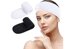 LADES Spa Facial Headband - 2 PCS Make Up Wrap Head Shower Sport Terry Cloth Headband Adjustable Stretch Towel With Magic Tape