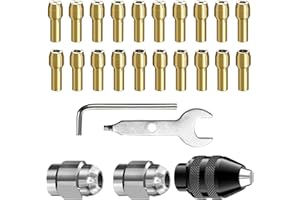 Neyared 25PCS Drill Bits for Dremel 3000 4000 7700 8200, 4486 Multi Chuck Set with Replacement 4485 Brass Collet Metal Nut