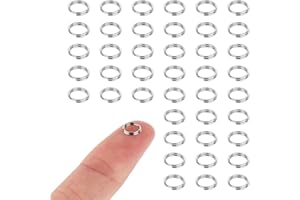 Aeaocvo 100 Stück Schlüsselringe, 8 mm Kleine Schlüsselring Edelstahl, Jump Ringe Biegeringe, Spaltringe Silber Sprungringe für Schmuck, Halsketten, Armbänder, DIY Ornamente