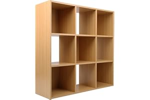 Charles Jacobs Oak 9 Cube Storage Shelving Unit - No Fabric Drawers