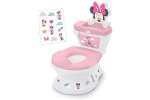 BRIGHT STARTS Disney Baby Minnie Mouse My Size Potty 2-in-1 System, Lifelike Flushing Sounds and Cheers, for Ages 18 Months, Up to 50 Pounds, Pink
