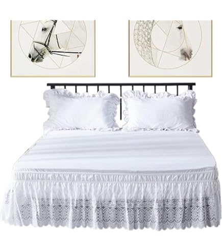 EasyFit Jupe De Lit Enveloppante Queen/king – Couleur Ivoire, Coton/polyester, Sans étiquette
