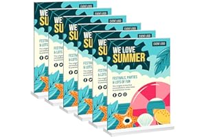 RAYNEAY A5 Acrylic Sign Holder, 6 Pack T-Shape A5 Perspex Display Stand, Clear A5 Table Menu Holders for Office Shop Restaurant School