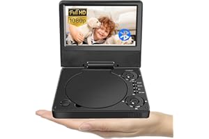 YOOHOO Lecteur DVD portable Bluetooth 9,5" avec écran HD 7,5" pour enfants et déplacements, TV pour appuie-tête, lecture de tous les formats MKV/MP4/WAV/AVI/MP3/CD