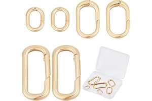 SUNNYCLUE 1 boîte 6 pièces 3 Tailles 18K Or Mousqueton Rond Laiton Ovale Porte-Clés Anneau de Porte à Ressort Mousqueton Fermoirs Connecteur Attache pour la Fabrication de Bijoux Porte-Clés